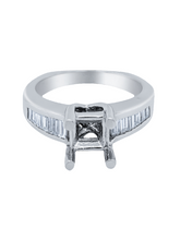 14K White Gold Baguette Cut Diamond Engagement Ring (0.70 ct)